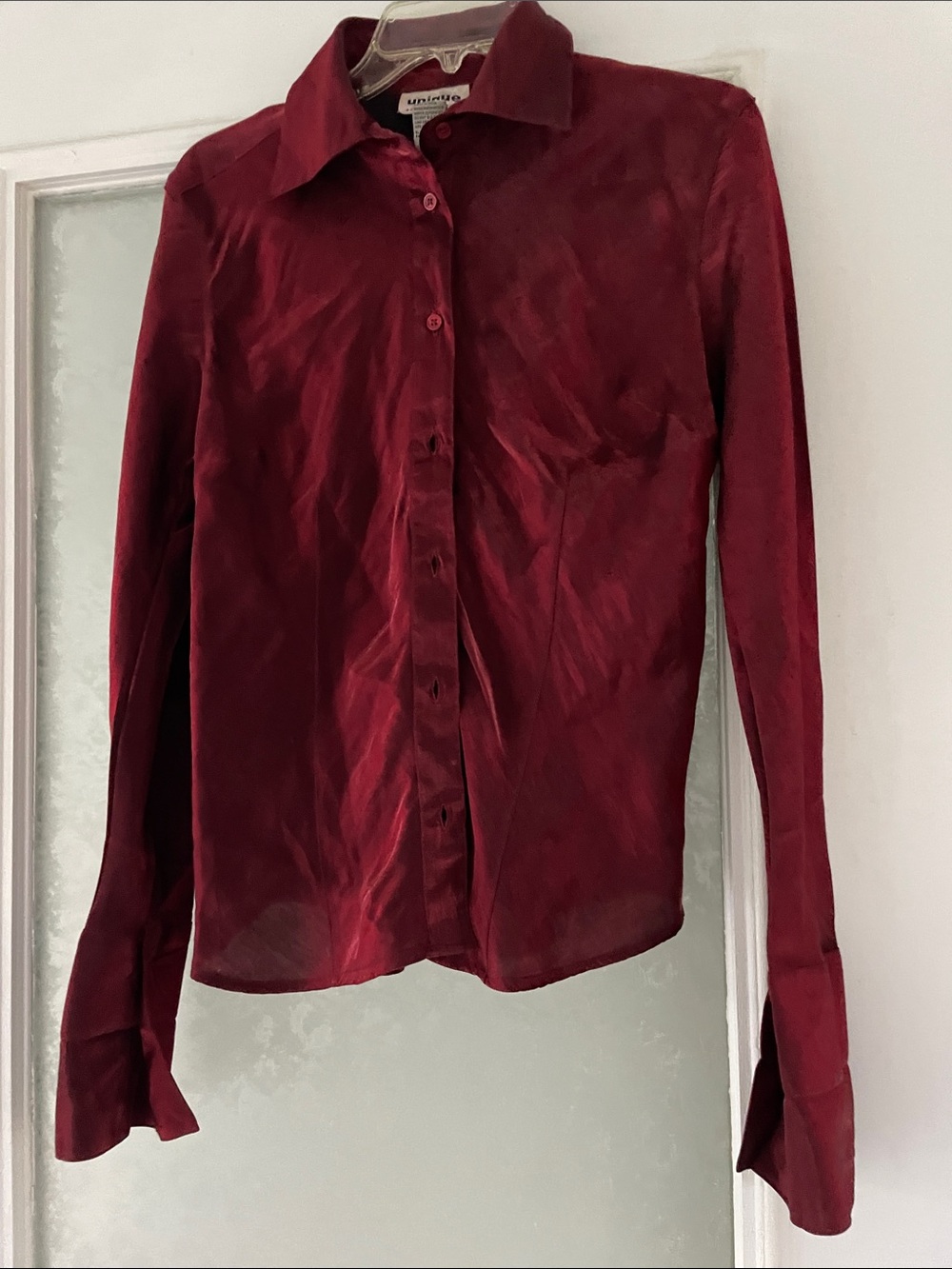 Wilson Wine-Red Satin Button-Down Shirt